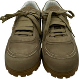 プラダ PRADA トライアングルロゴローカットスニーカー 1E709N ベージュ レザー レディース スニーカー