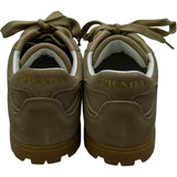 プラダ PRADA トライアングルロゴローカットスニーカー 1E709N ベージュ レザー レディース スニーカー