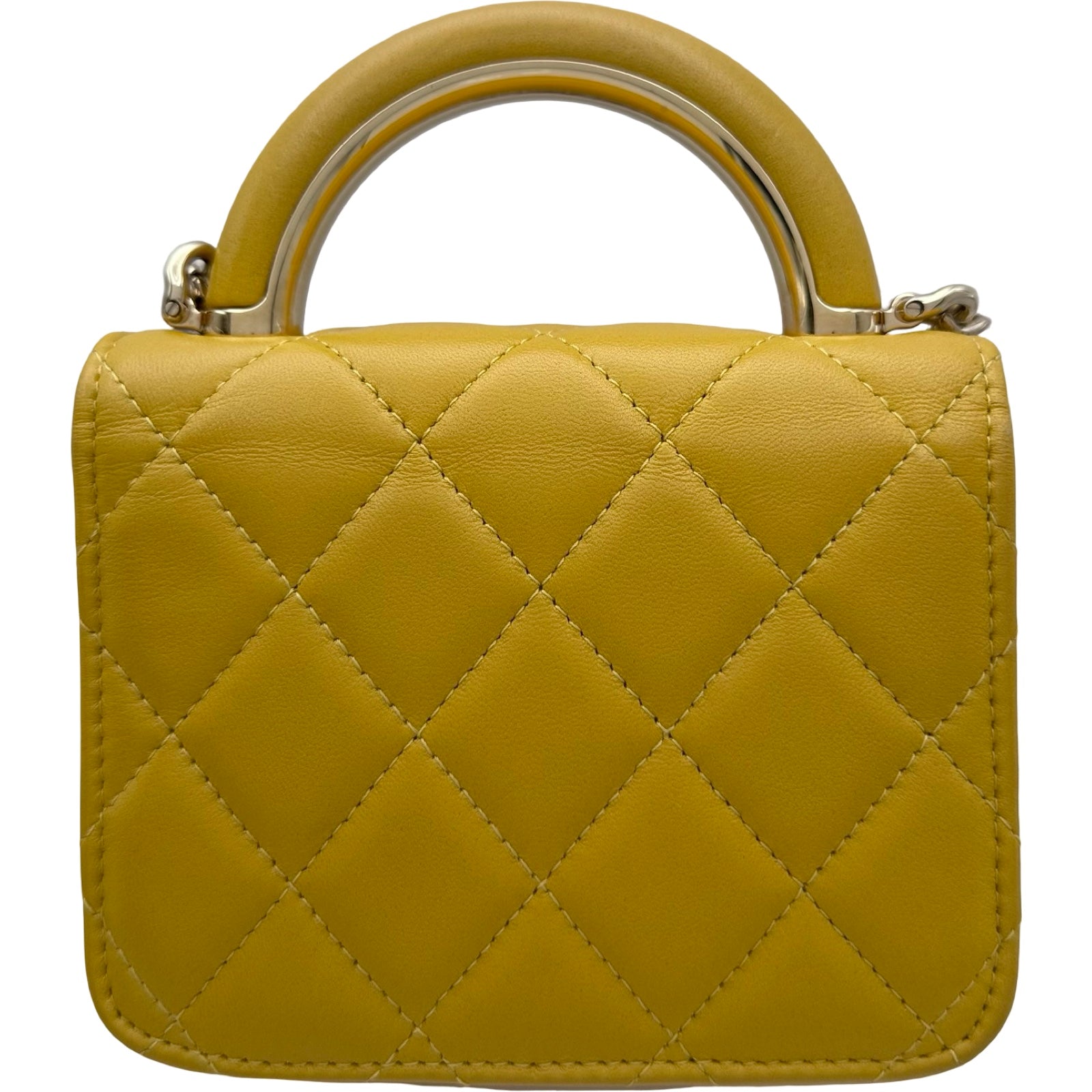 シャネル CHANEL トップハンドル ミニ チェーンショルダー AP2845 イエロー ゴールド金具 ラムスキン レディース ショルダーバッグ シャネル CHANEL トップハンドル ミニ チェーンショルダー AP2845