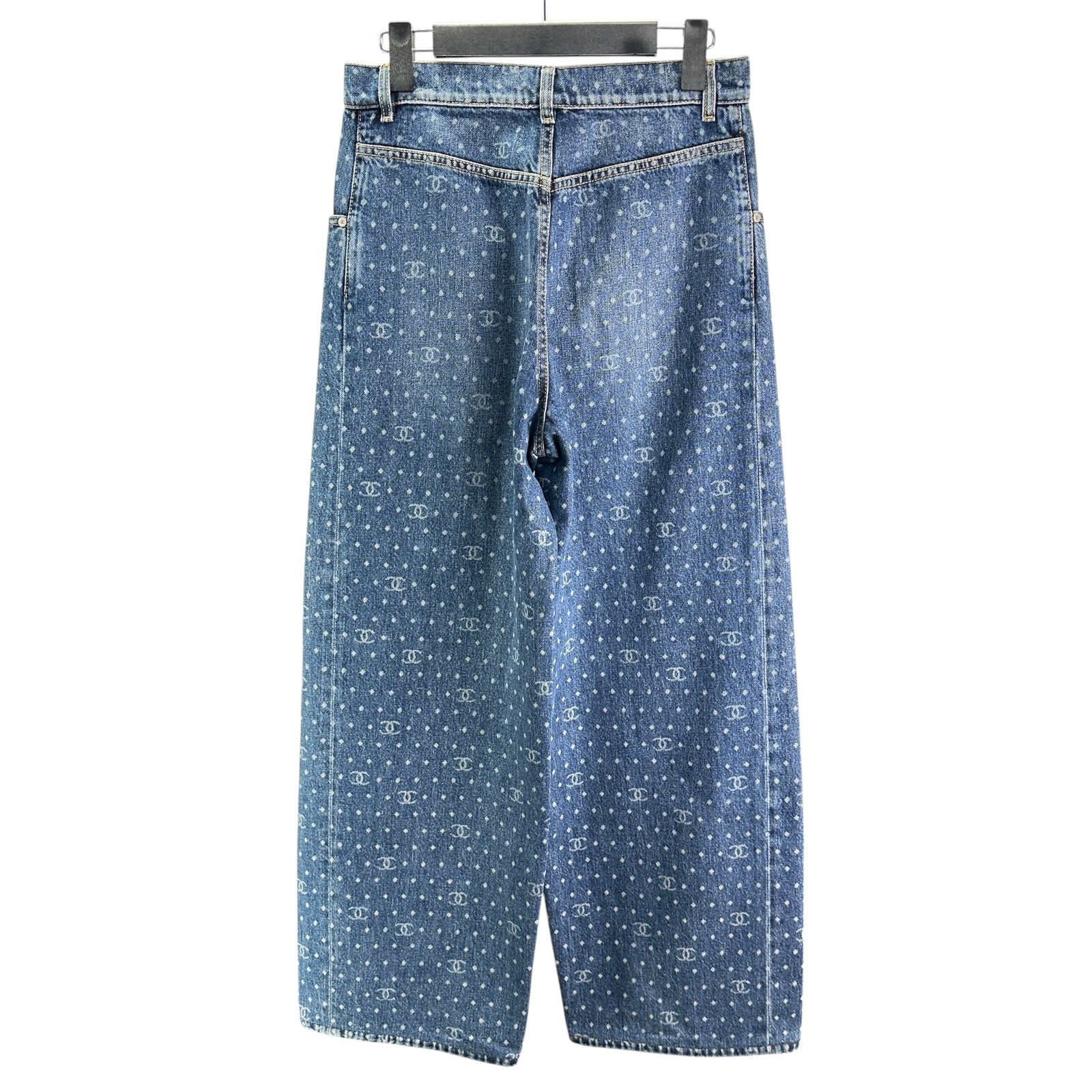 シャネル CHANEL ココマークドットワイドデニムパンツ P74501 ブルー
