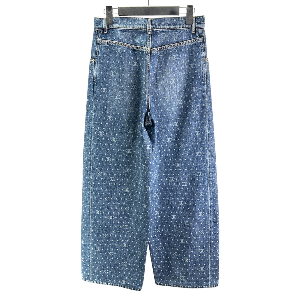 シャネル CHANEL ココマークドットワイドデニムパンツ P74501 ブルー