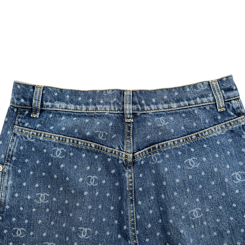 シャネル CHANEL ココマークドットワイドデニムパンツ P74501 ブルー