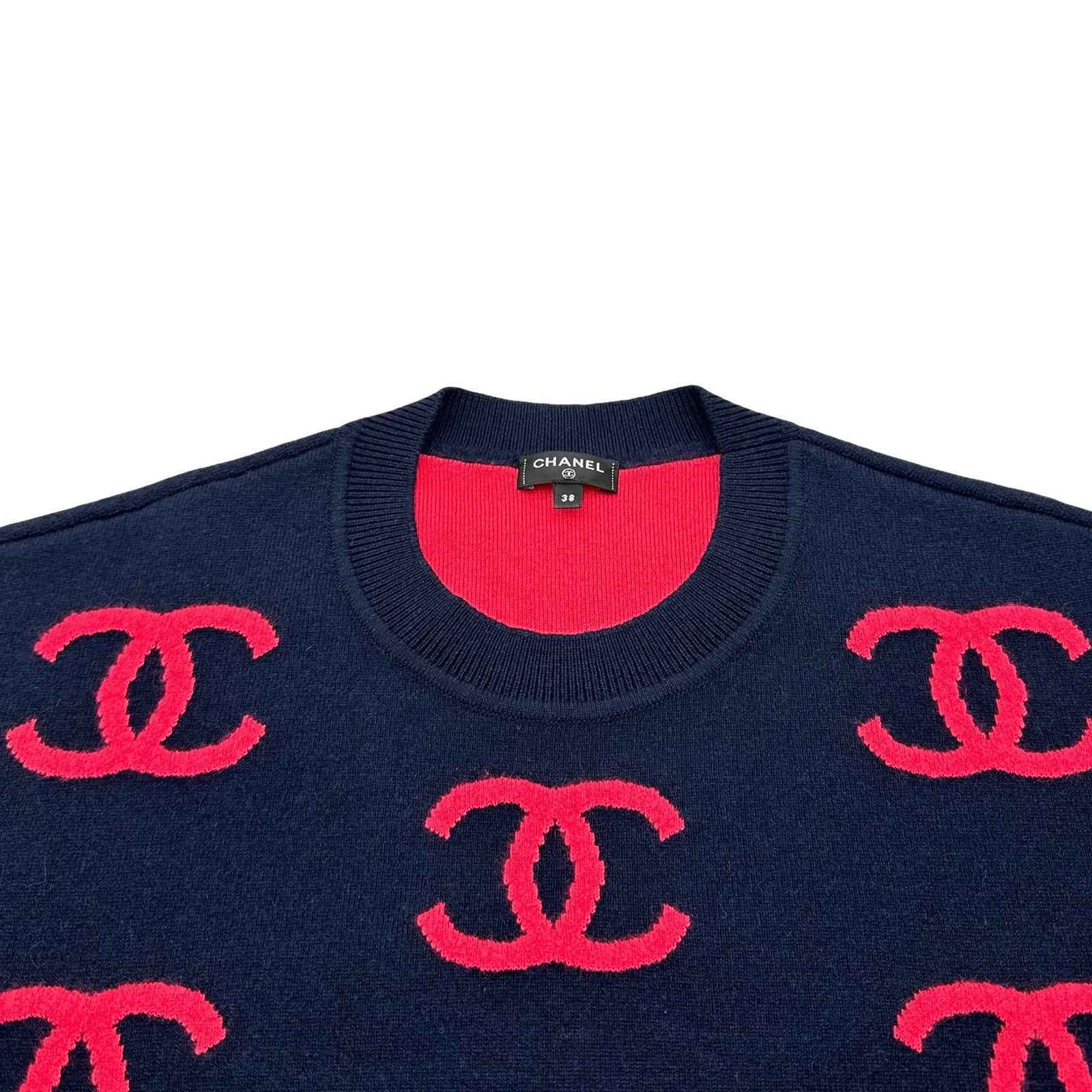 シャネル CHANEL カシミヤ混ココマークニットセーター P70525 ネイビー