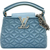 ルイ・ヴィトン LOUIS VUITTON カプシーヌMINI ライトブルー系 シルバー金具 サテン/ラインストーン レディース ショルダーバッグ