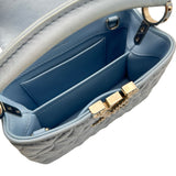ルイ・ヴィトン LOUIS VUITTON カプシーヌMINI ライトブルー系 シルバー金具 サテン/ラインストーン レディース ショルダーバッグ