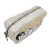 ミュウミュウ miu miu モントーネレターショルダーバッグ 5BH119 アイボリー　シルバー金具 ファー/レザー　スパンコール レディース ショルダーバッグ