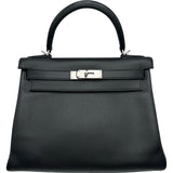 エルメス HERMES ケリー28 □N刻 ブラック シルバー金具 エプソン レディース ショルダーバッグ