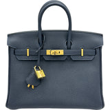 エルメス HERMES バーキン25 Z刻印 ブルーニュイ/ゴールド金具 トゴ レディース ハンドバッグ