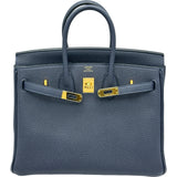 エルメス HERMES バーキン25 Z刻印 ブルーニュイ/ゴールド金具 トゴ レディース ハンドバッグ