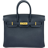 エルメス HERMES バーキン25 Z刻印 ブルーニュイ/ゴールド金具 トゴ レディース ハンドバッグ