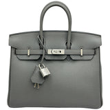 エルメス HERMES バーキン25 Y刻印 グリスエタン/シルバー金具 トゴ レディース ハンドバッグ