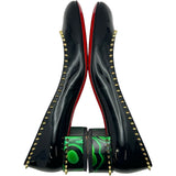 クリスチャン・ルブタン Christian louboutin スタッズ装飾パテントパンプス ブラック パテントレザー レディース パンプス