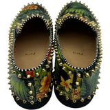 クリスチャン・ルブタン Christian louboutin ボタニカル柄スタッズスリッポン 1160992 ブラック ラバー/エナメルレザー メンズ スリッポン