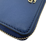 グッチ GUCCI ダブルGフローラミニジップウォレット 837412 ブルー ゴールド金具 レザー レディース コインケース