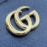 グッチ GUCCI ダブルGフローラミニジップウォレット 837412 ブルー ゴールド金具 レザー レディース コインケース
