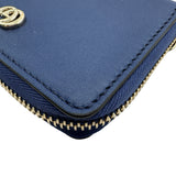 グッチ GUCCI ダブルGフローラミニジップウォレット 837412 ブルー ゴールド金具 レザー レディース コインケース