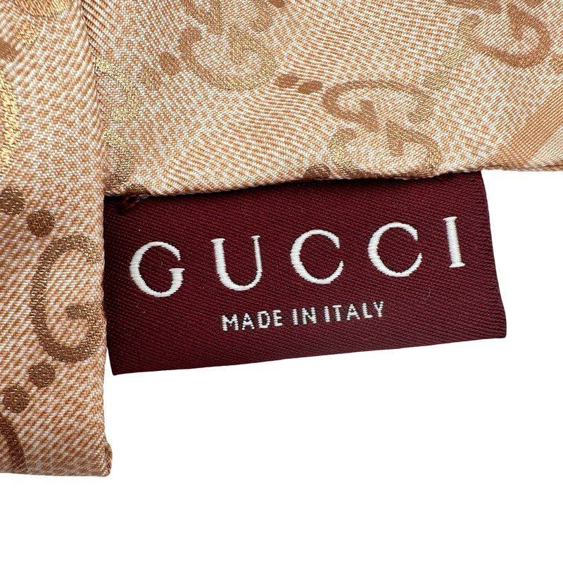 GUCCI シュシュ ベージュ 新品未使用 グッチ GUCCI GGリボンシュシュ ピンクベージュ系 シルク アクセサリー
