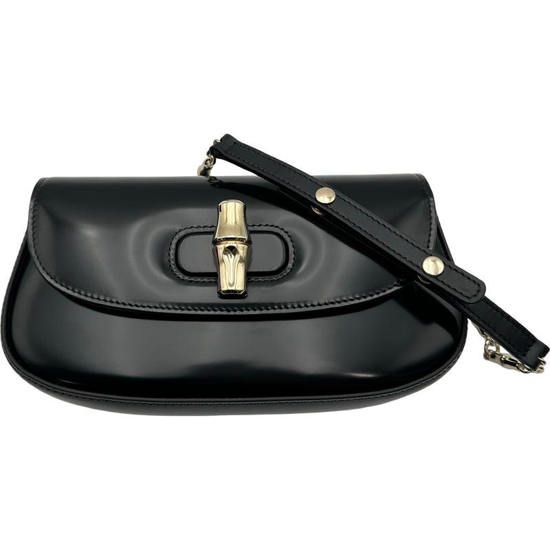 GUCCI グッチ バンブー ナイロン ショルダーバッグ ブラック グッチ GUCCI バンブーナイトバッグ 830704 ブラック レザー