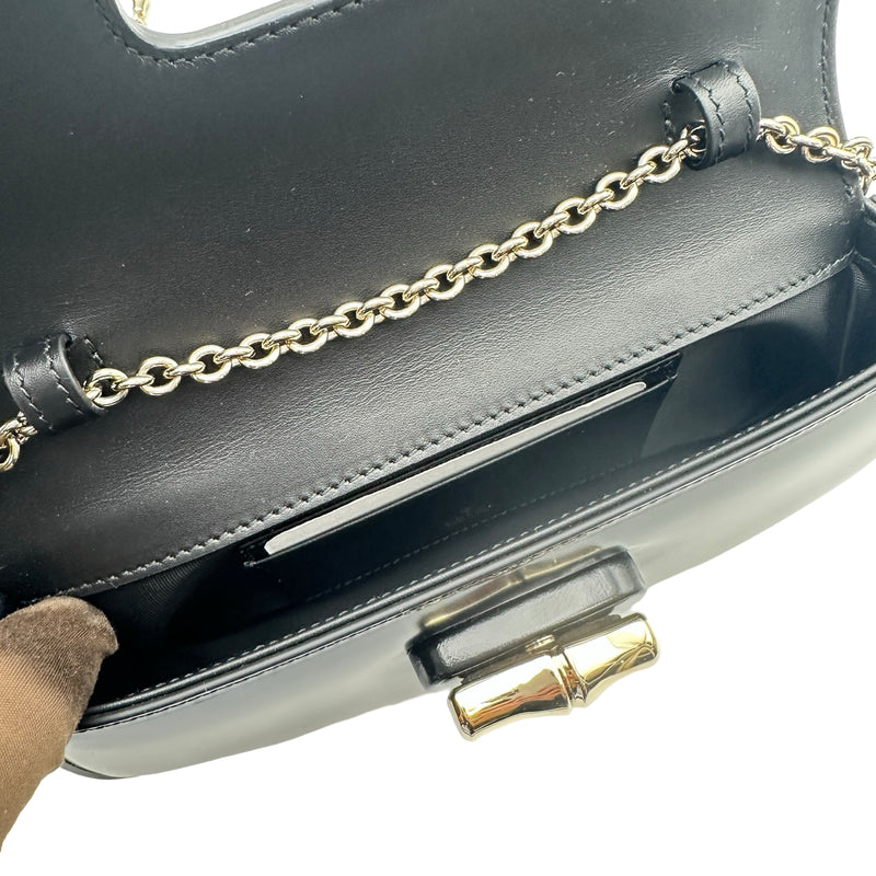 グッチ GUCCI バンブーナイトバッグ 830704 ブラック レザー