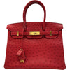 エルメス HERMES バーキン30 D刻印 ルージュカザック ゴールド金具 オーストリッチ レディース ハンドバッグ