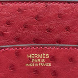 エルメス HERMES バーキン30 D刻印 ルージュカザック ゴールド金具 オーストリッチ レディース ハンドバッグ