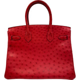 エルメス HERMES バーキン30 D刻印 ルージュカザック ゴールド金具 オーストリッチ レディース ハンドバッグ
