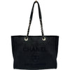 シャネル CHANEL ドーヴィルMM A67001 30番台 ネイビー ミックスファイバー/レザー レディース トートバッグ