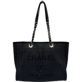 シャネル CHANEL ドーヴィルMM A67001 30番台 ネイビー ミックスファイバー/レザー レディース トートバッグ