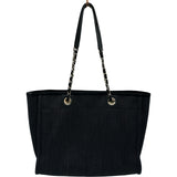 シャネル CHANEL ドーヴィルMM A67001 30番台 ネイビー ミックスファイバー/レザー レディース トートバッグ