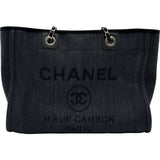 シャネル CHANEL ドーヴィルMM A67001 30番台 ネイビー ミックスファイバー/レザー レディース トートバッグ