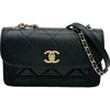 シャネル CHANEL マトラッセミニフラップショルダーバッグ ブラック ゴールド金具 ラムスキン レディース ショルダーバッグ