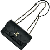 シャネル CHANEL マトラッセミニフラップショルダーバッグ ブラック ゴールド金具 ラムスキン レディース ショルダーバッグ