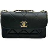 シャネル CHANEL マトラッセミニフラップショルダーバッグ ブラック ゴールド金具 ラムスキン レディース ショルダーバッグ