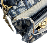 クリスチャン・ディオール Christian Dior サドルチェーンポーチスモール S5614CTZQ ネイビー オブリークジャガード レディース ショルダーバッグ