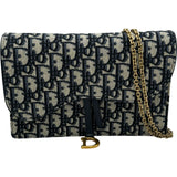 クリスチャン・ディオール Christian Dior サドルチェーンポーチスモール S5614CTZQ ネイビー オブリークジャガード レディース ショルダーバッグ