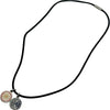 エルメス HERMES エクリプス ネックレス オレンジ/ブルーシルバー金具 レザー/メタル アクセサリー