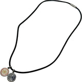 エルメス HERMES エクリプス ネックレス オレンジ/ブルーシルバー金具 レザー/メタル アクセサリー