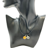 エルメス HERMES エクリプス ネックレス オレンジ/ブルーシルバー金具 レザー/メタル アクセサリー