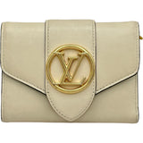 ルイ・ヴィトン LOUIS VUITTON ポルトフォイユ・ポンヌフコンパクト M69176 アイボリー レザー レディース 三つ折り財布