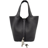 エルメス HERMES ピコタンロック PM W刻印 プルノワール シルバー金具 トリヨン レディース ハンドバッグ