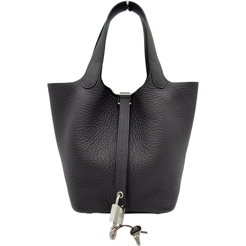 HERMES ピコタンロック ノワール ハンドバッグブラック エルメス HERMES ピコタンロック PM W刻印 プルノワール シルバー金具