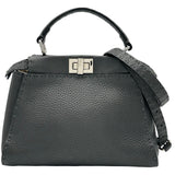 フェンディ FENDI セレリピーカブー ミニ 8BN244 グレー シルバー金具 レザー レディース ショルダーバッグ