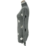 プラダ PRADA アイレットダメージ ウールニットセーター P26402 グレー ウール レディース セーター