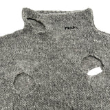 プラダ PRADA アイレットダメージ ウールニットセーター P26402 グレー ウール レディース セーター