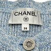 シャネル CHANEL ラインストーンライオンボタンニットカーディガン P74623 ブルー キュプラ レディース カーディガン