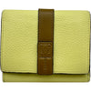 ロエベ LOEWE トライフォールドウォレット イエロー/ブラウン シルバー金具 カーフ レディース 二つ折り財布
