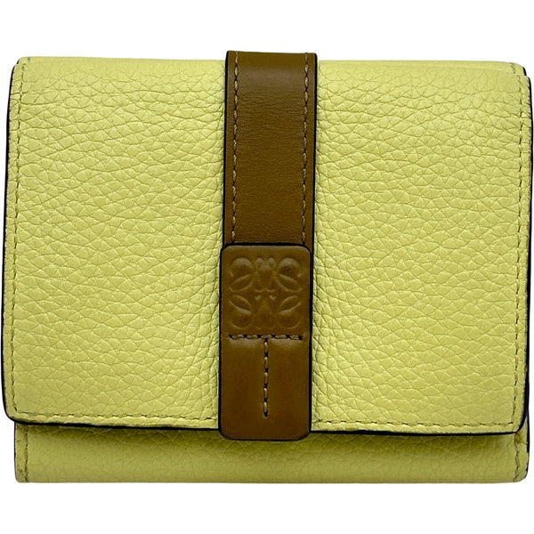 ロエベ LOEWE トライフォールドウォレット イエロー/ブラウン シルバー