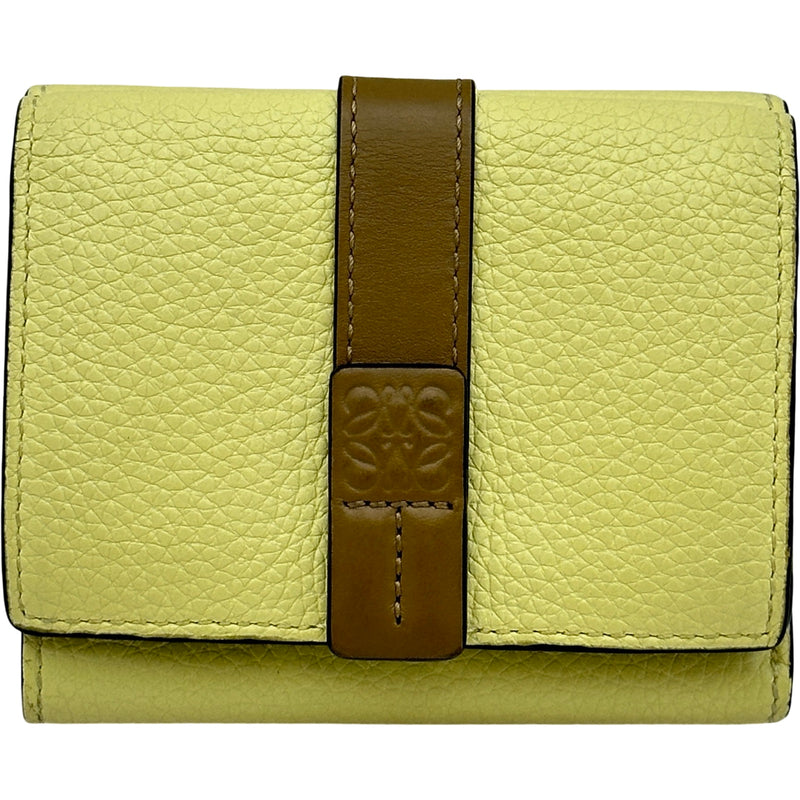 ロエベ LOEWE トライフォールドウォレット イエロー/ブラウン シルバー