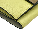 ロエベ LOEWE トライフォールドウォレット イエロー/ブラウン シルバー金具 カーフ レディース 二つ折り財布