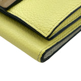 ロエベ LOEWE トライフォールドウォレット イエロー/ブラウン シルバー金具 カーフ レディース 二つ折り財布